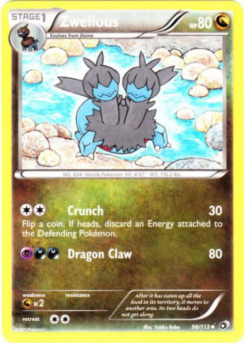 Pokemon Black & White Legendary Treasures Uncommon Zweilous #98 Reverse Holo、ToyWiz、kayou