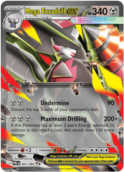 Pokemon Trading Card Game Mega Evolution Pitch Black Double Rare Mega Excadrill ex #65、ToyWiz、kayou
