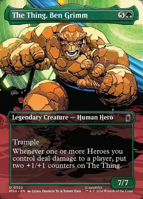 MtG Marvel Super Heroes Uncommon The Thing, Ben Grimm #322 Borderless Scene FOIL、ToyWiz、kayou