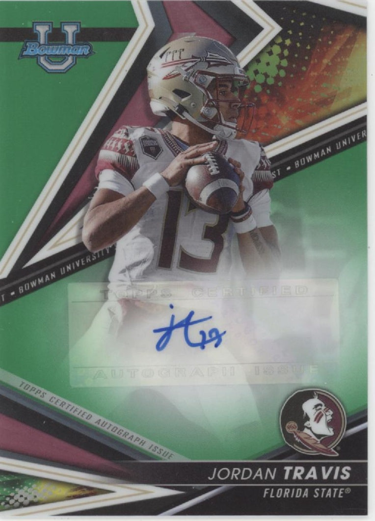 Jordan Travis 2022 Bowman's Best University Green Refractor Auto 07/99 #BA-JT、Collector Store LLC、kayou