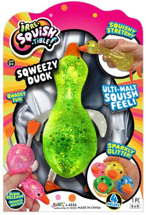Irre-Squish-Tible! Sqweezy Duck GREEN Squishy Toy、ToyWiz、kayou