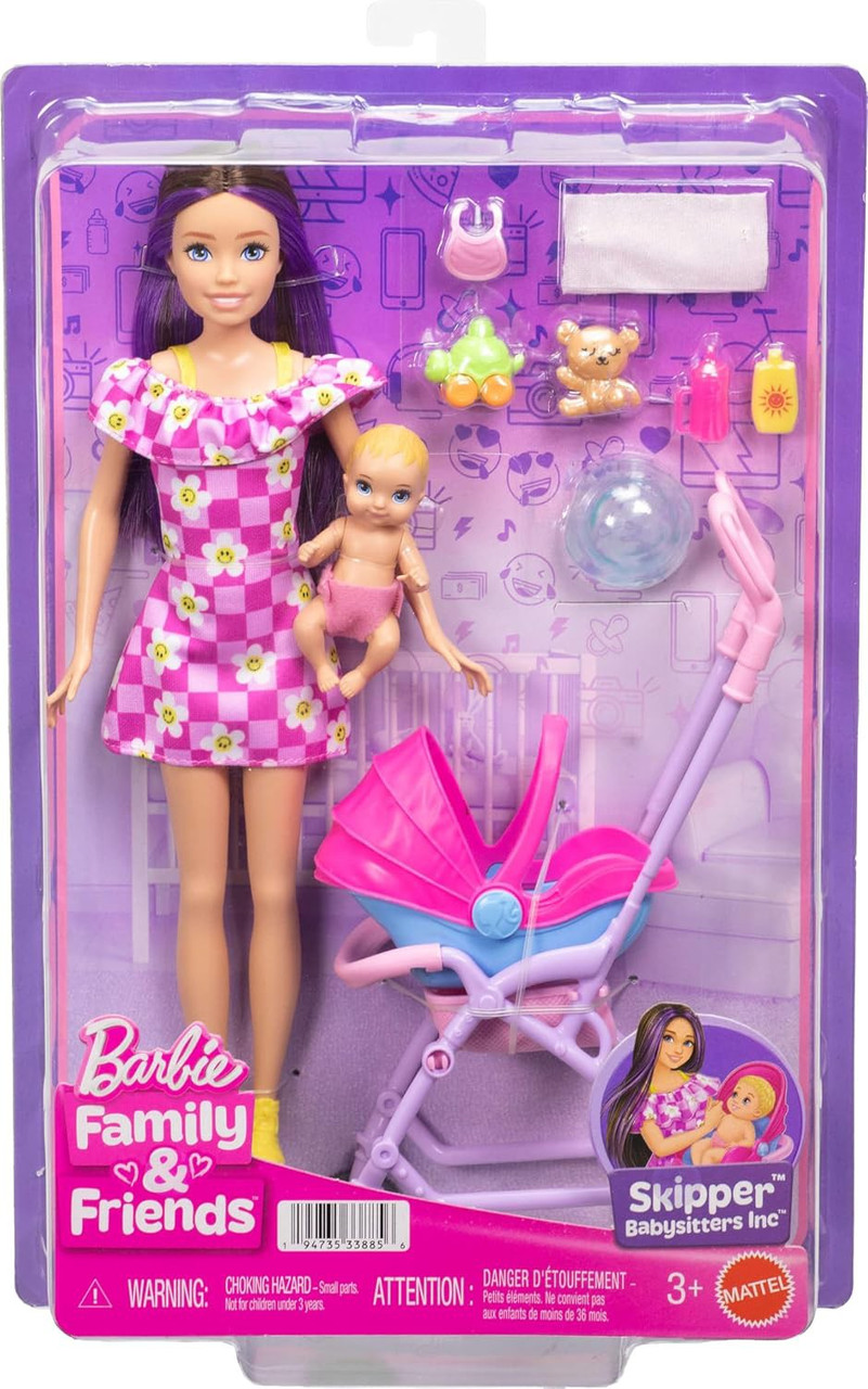 Family & Friends Skipper Babysitters Inc Barbie with Baby & Stroller Doll、ToyWiz、kayou