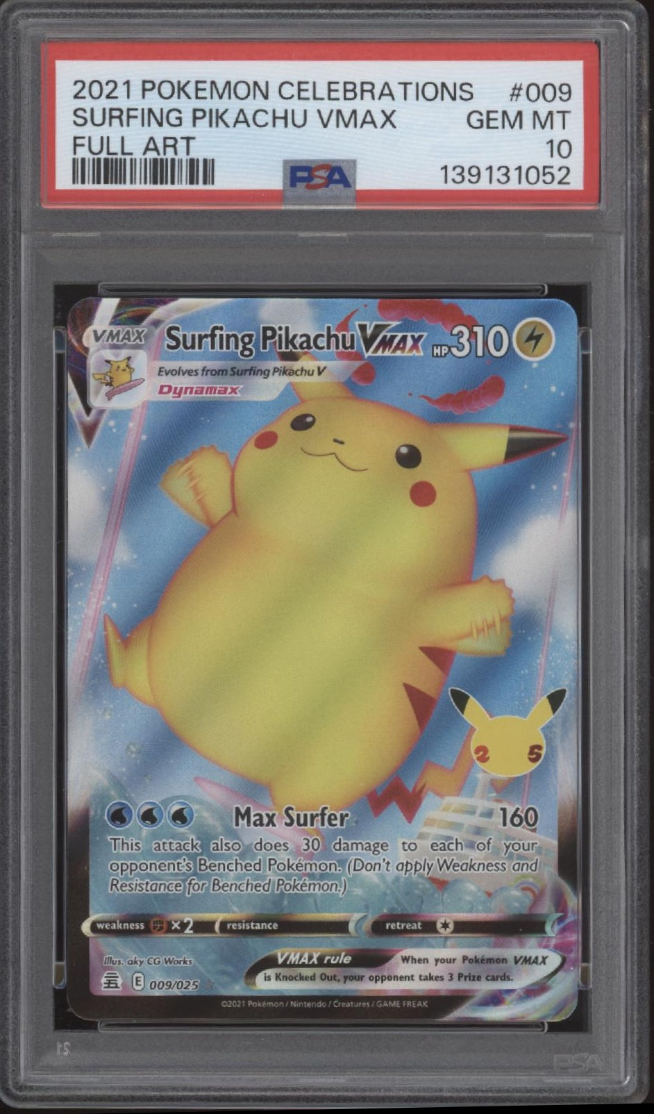 Surfing Pikachu VMAX Pokemon Celebrations Full Art #009 PSA 10、Collector Store LLC Gaming、kayou