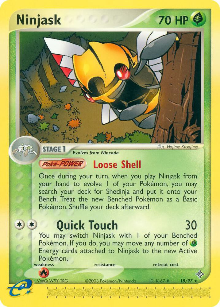 Pokemon Trading Card Game EX Dragon Rare Ninjask #18 Reverse Holofoil Moderately Played、ToyWiz、kayou