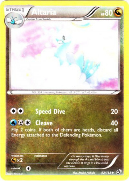 Pokemon Black & White Legendary Treasures Uncommon Altaria #92 Reverse Holo、ToyWiz、kayou