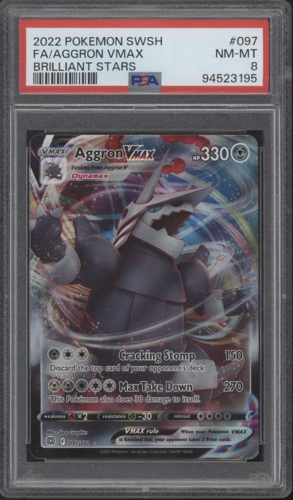 Aggron VMAX Pokemon Brilliant Stars Full Art #097 PSA 8、Collector Store LLC Gaming、kayou