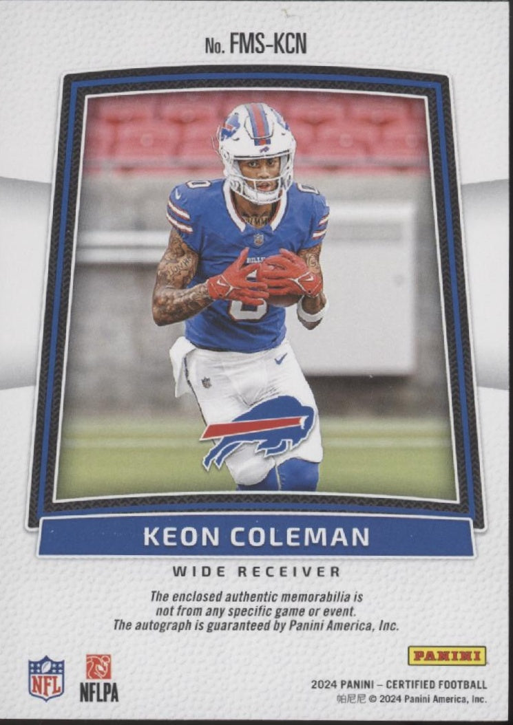 Keon Coleman 2024 Panini Certified Freshman Fabric Orange Swatch RC Auto 163/249、Collector Store LLC、kayou
