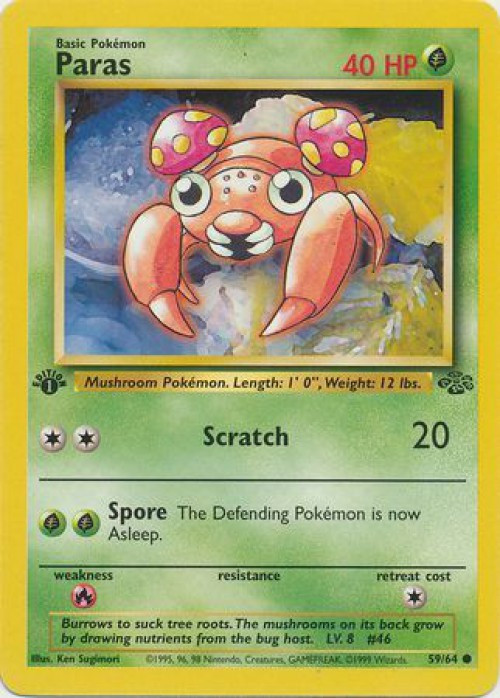 Pokemon Jungle Common Paras #59 1st Edition Lightly Played、ToyWiz、kayou