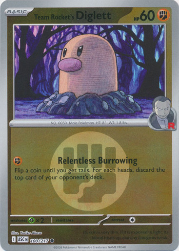ME Ascended Heroes 100/217 Team Rocket's Diglett (Reverse Holo ENERGY SYMBOL)、Pokemon、kayou