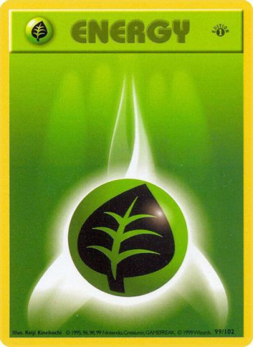 Pokemon Base Set Common Grass Energy #99 Shadowless Moderately Played、ToyWiz、kayou