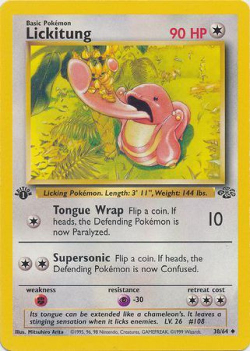 Pokemon Jungle Uncommon Lickitung #38 1st Edition Heavily Played、ToyWiz、kayou