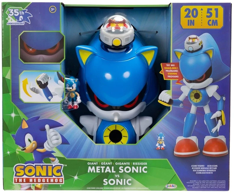 Sonic the Hedgehog 35th Anniversary GIANT Metal Sonic vs Sonic Action Figure Lights & Sounds、ToyWiz、kayou