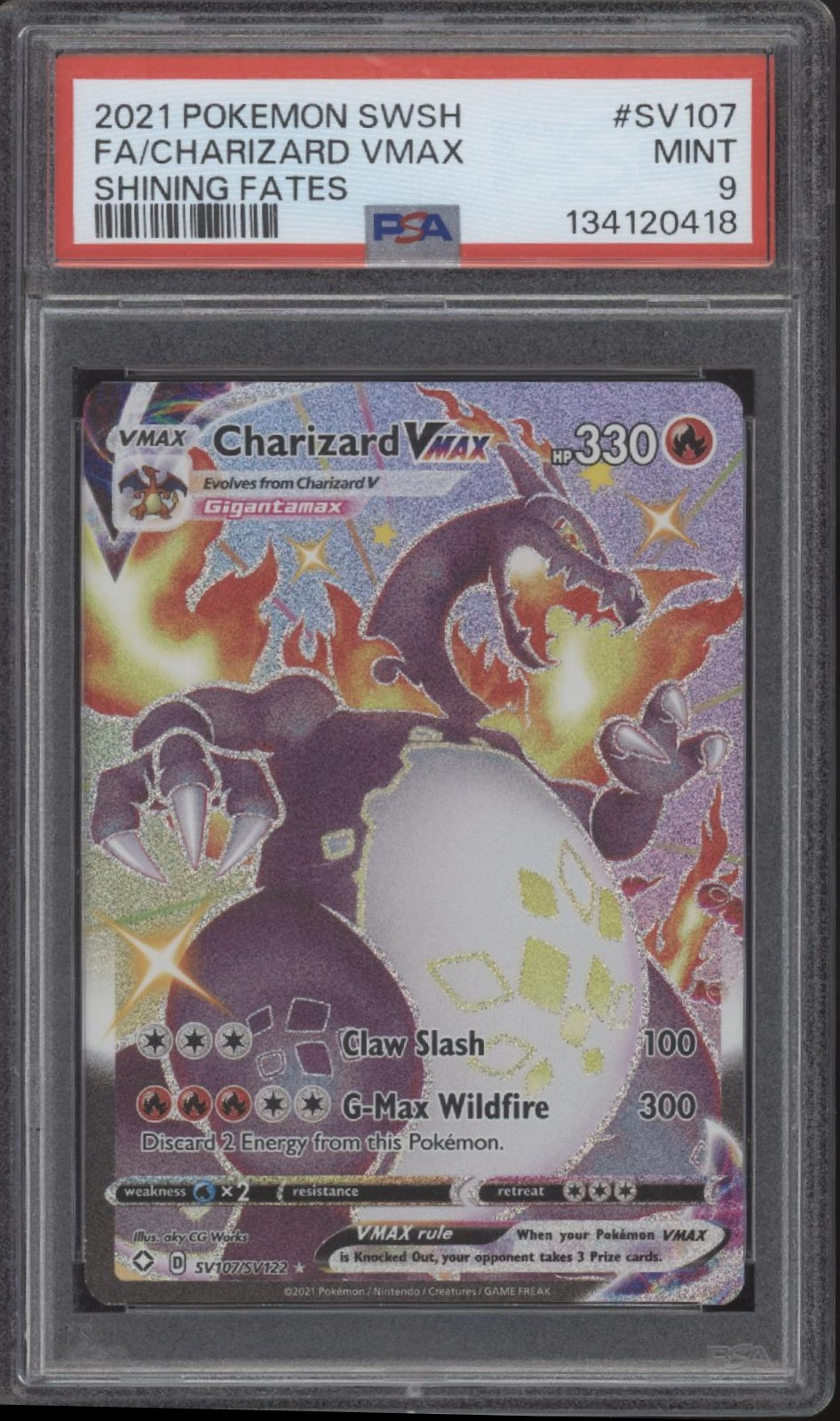 Charizard VMAX Pokemon Shining Fates Full Art #SV107 PSA 9 #1、Collector Store LLC Gaming、kayou