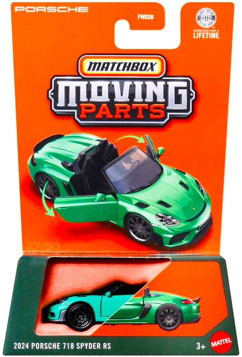 Matchbox Moving Parts 2024 Porsche 718 Spyder RS Diecast Vehicle、ToyWiz、kayou