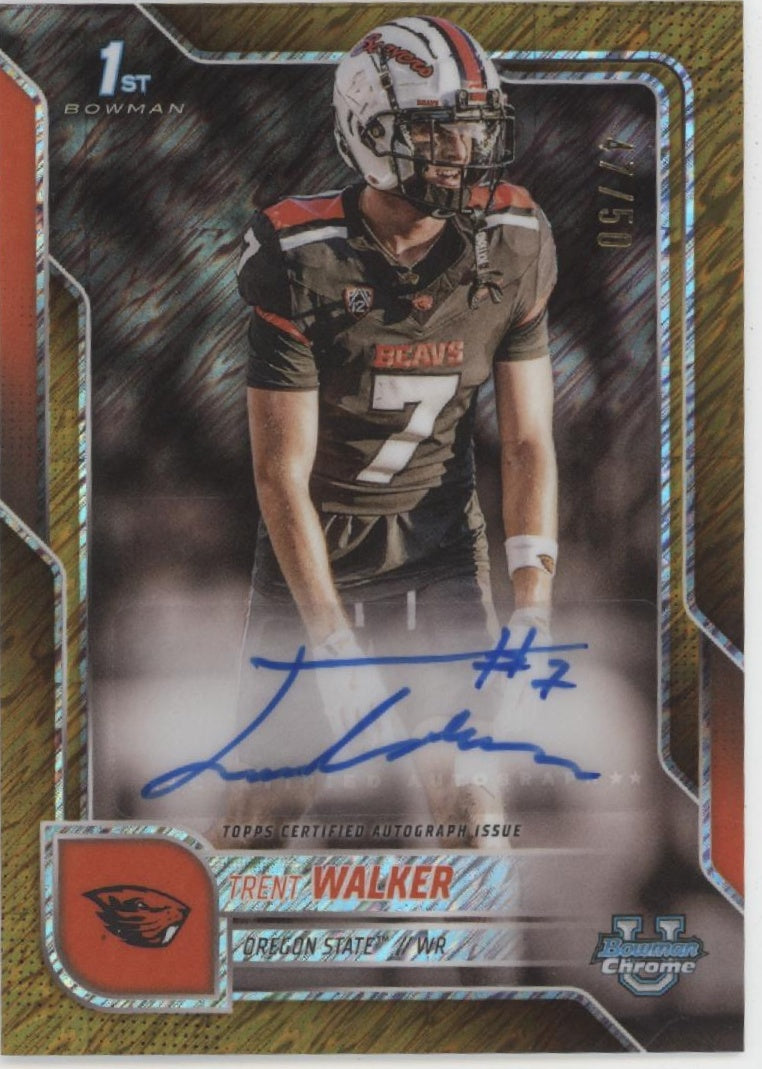 Trent Walker 2025 Bowman Chrome University Gold Shimmer Auto 47/50 #BCA-TW、Collector Store LLC、kayou