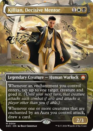 Killian, Decisive Mentor (Borderless) (SOC-004) - Commander: Secrets of Strixhaven Foil、Wizards of the Coast、kayou