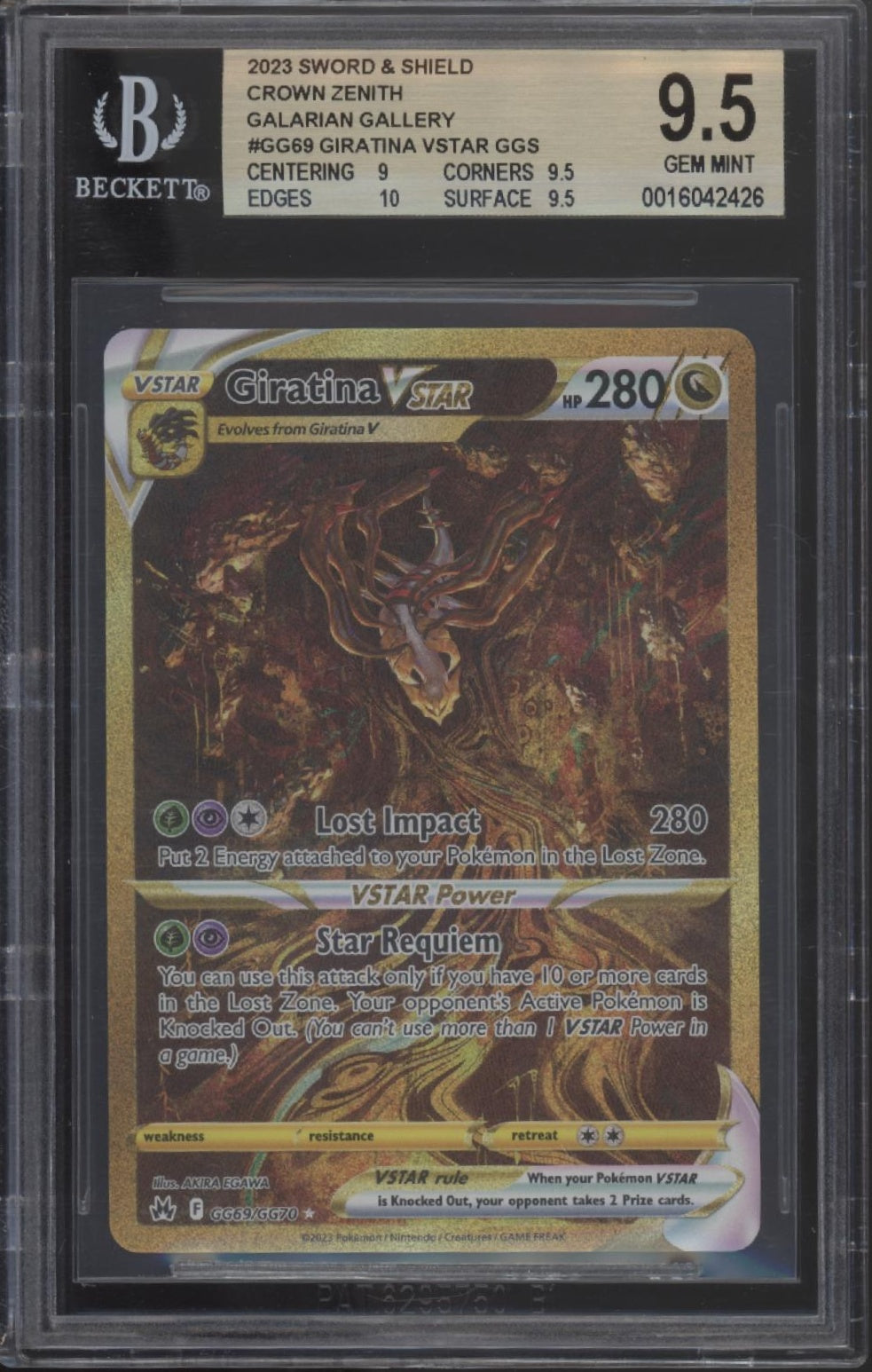 Giratina VSTAR Pokemon Crown Zenith Galarian Gallery #GG69 Beckett 9.5、Collector Store LLC Gaming、kayou