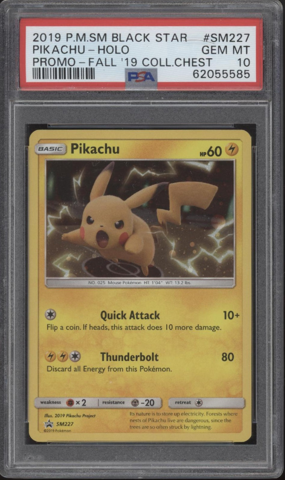 Pikachu Pokemon Fall 2019 Collector Chest Holo Promo #SM227 PSA 10 #2、Collector Store LLC Gaming、kayou