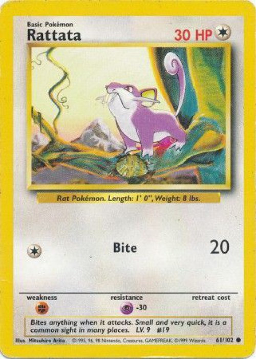 Pokemon Base Set Common Rattata #61 Moderately Played、ToyWiz、kayou