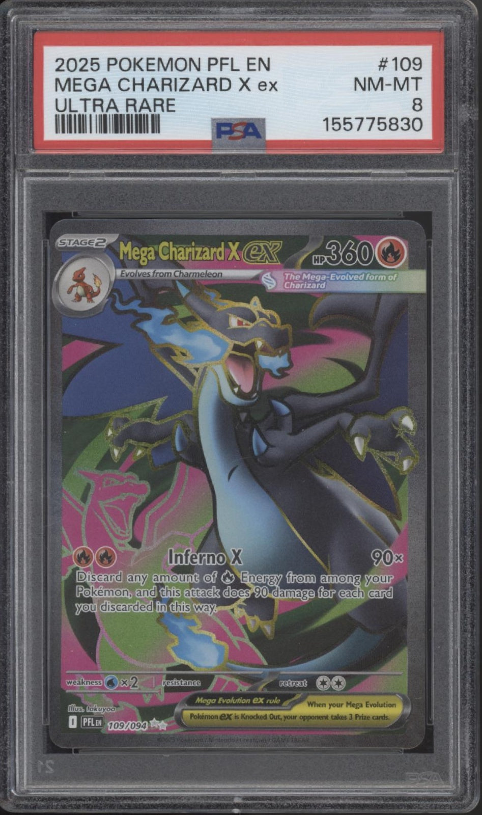 Mega Charizard X ex Pokemon Phantasmal Flames Ultra Rare #109 PSA 8 #1、Collector Store LLC Gaming、kayou