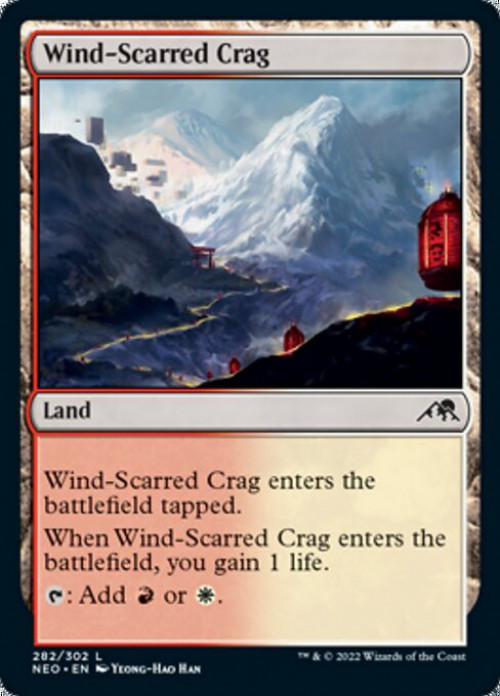MtG Trading Card Game Kamigawa Neon Dynasty Common FOIL Wind-Scarred Crag #282、ToyWiz、kayou