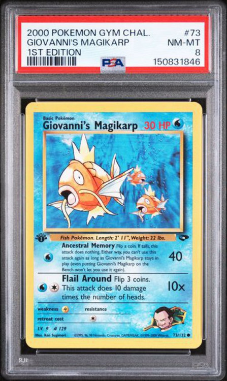 Pokemon Gym Challenge Common Giovanni's Magikarp #73 First Edition PSA 8、ToyWiz、kayou