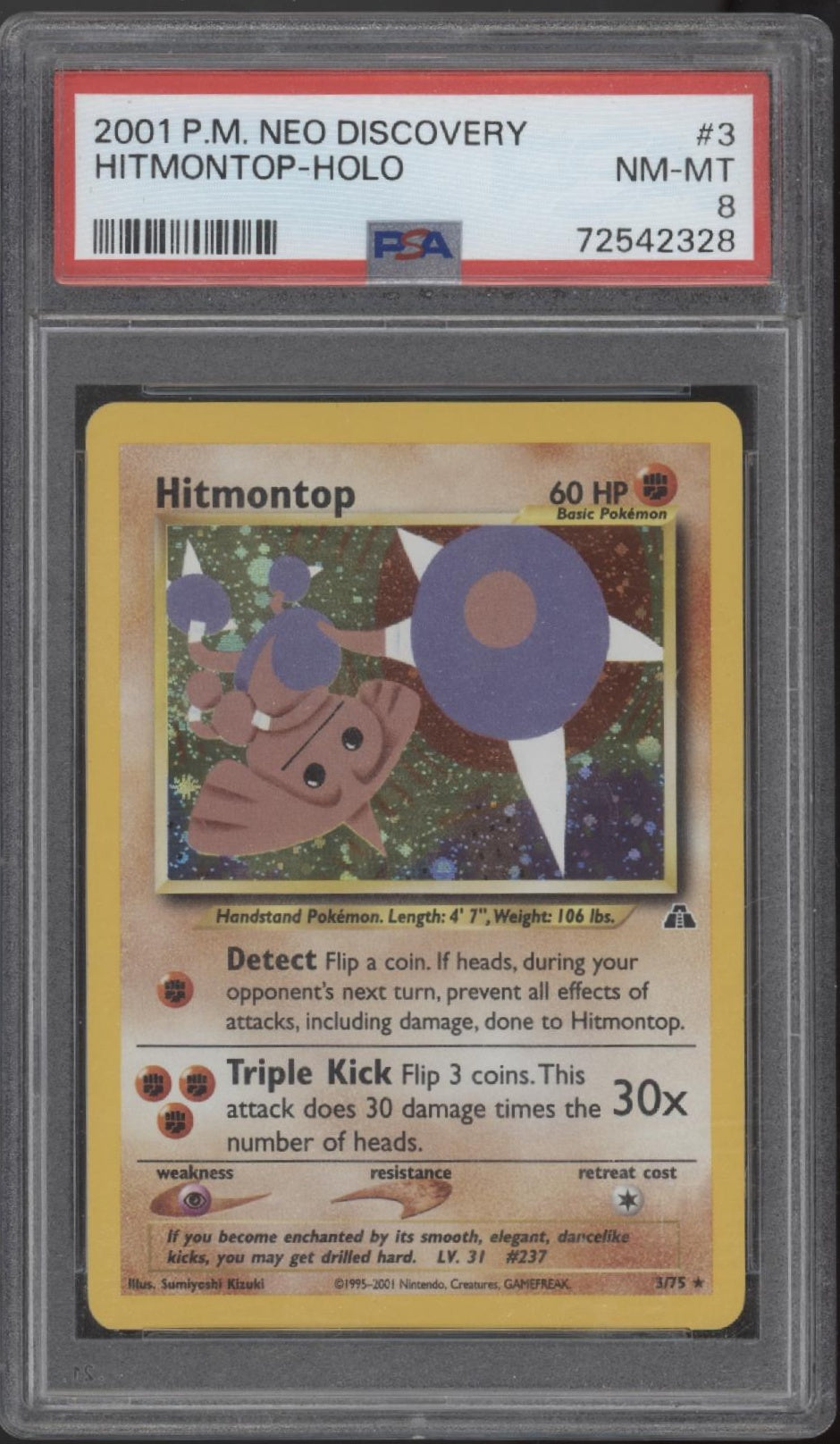 Hitmontop Pokemon Neo Discovery Holo #3 PSA 8、Collector Store LLC Gaming、kayou