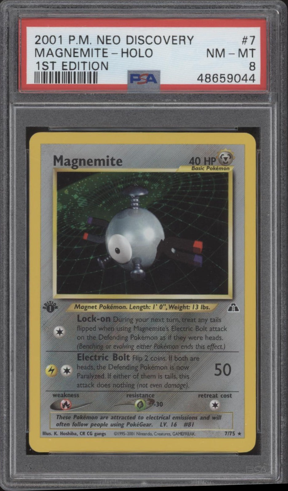 Magnemite Pokemon Neo Discovery Holo 1st Edition #7 PSA 8、Collector Store LLC Gaming、kayou