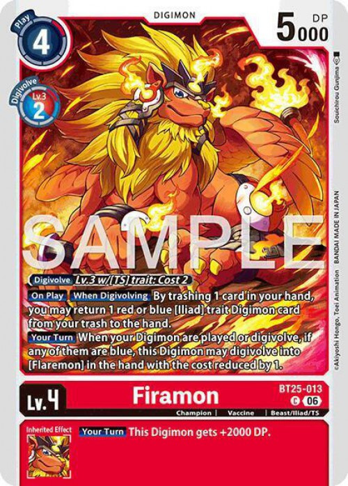 Digimon Trading Card Game Dual Revolution Common Firamon BT25-013、ToyWiz、kayou