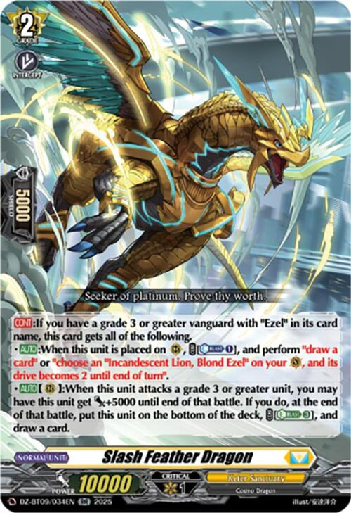 Cardfight Vanguard Trading Card Game Super Brave Detonation Double Rare Slash Feather Dragon DZ-BT09/034EN、ToyWiz、kayou