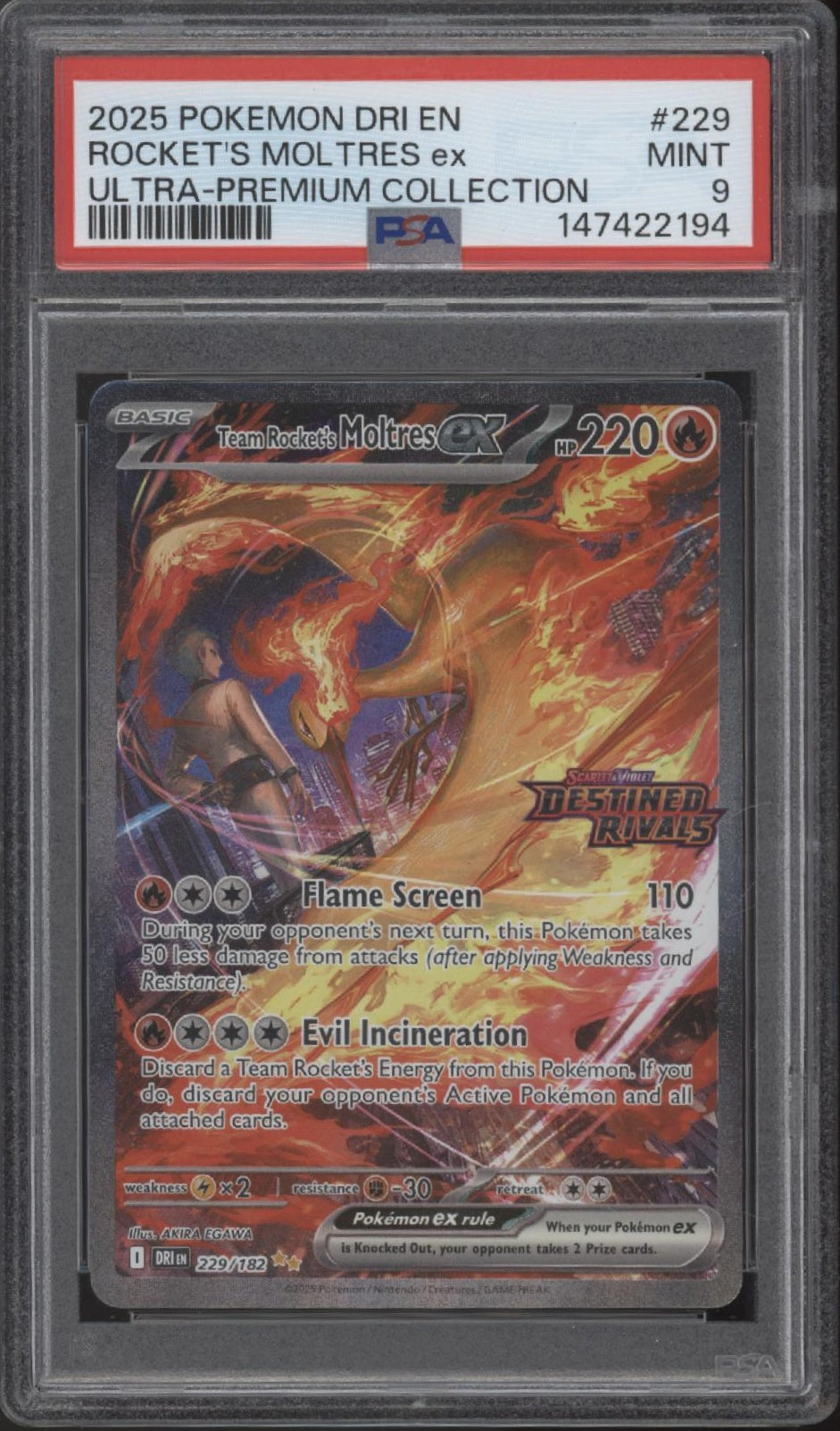 Rocket's Moltres ex Pokemon Destined Rivals Ultra Premium Collection #229 PSA 9、Collector Store LLC Gaming、kayou