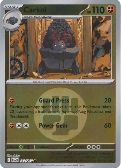 ME Ascended Heroes 119/217 Carkol (Reverse Holo ENERGY SYMBOL)、Pokemon、kayou