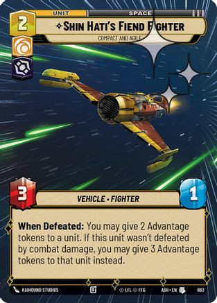 Shin Hati's Fiend Fighter - Compact and Agile (Hyperspace Foil) (693) - Ashes of the Empire Foil、Fantasy Flight Games、kayou