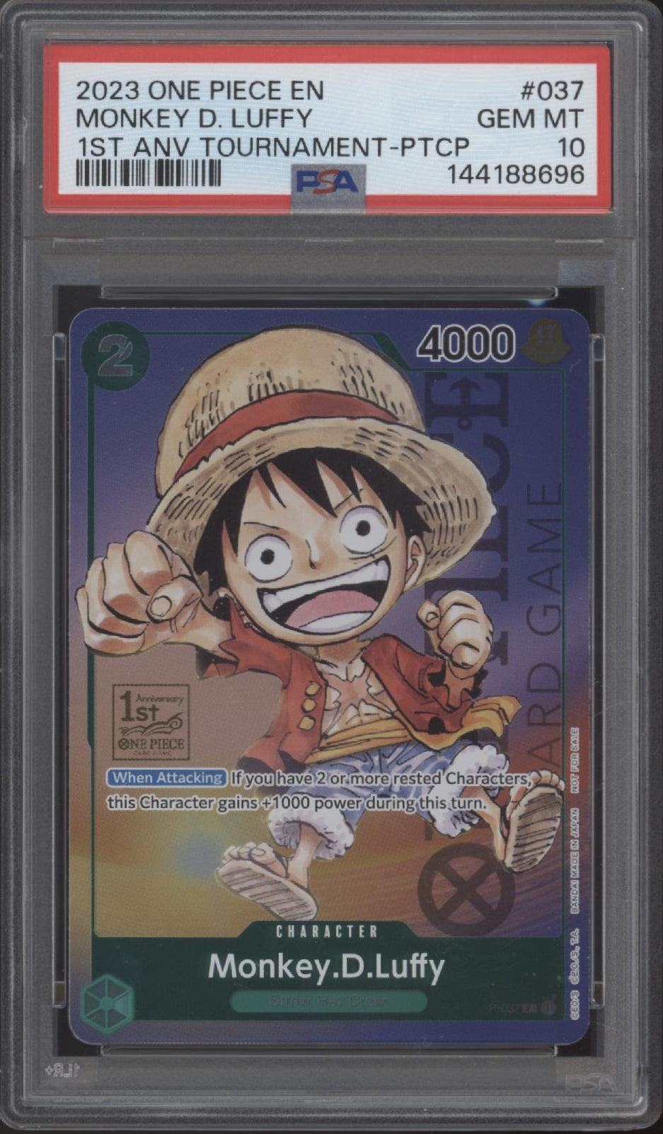 Monkey D Luffy One Piece 1st Anniversary Tournament Participant #037 PSA 10、Collector Store LLC Gaming、kayou