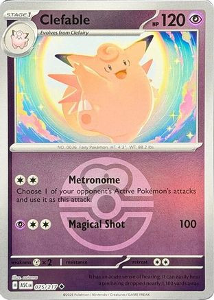 Clefable (Love Ball) 75 - ME Ascended Heroes Reverse Holofoil、The Pokémon Company、kayou