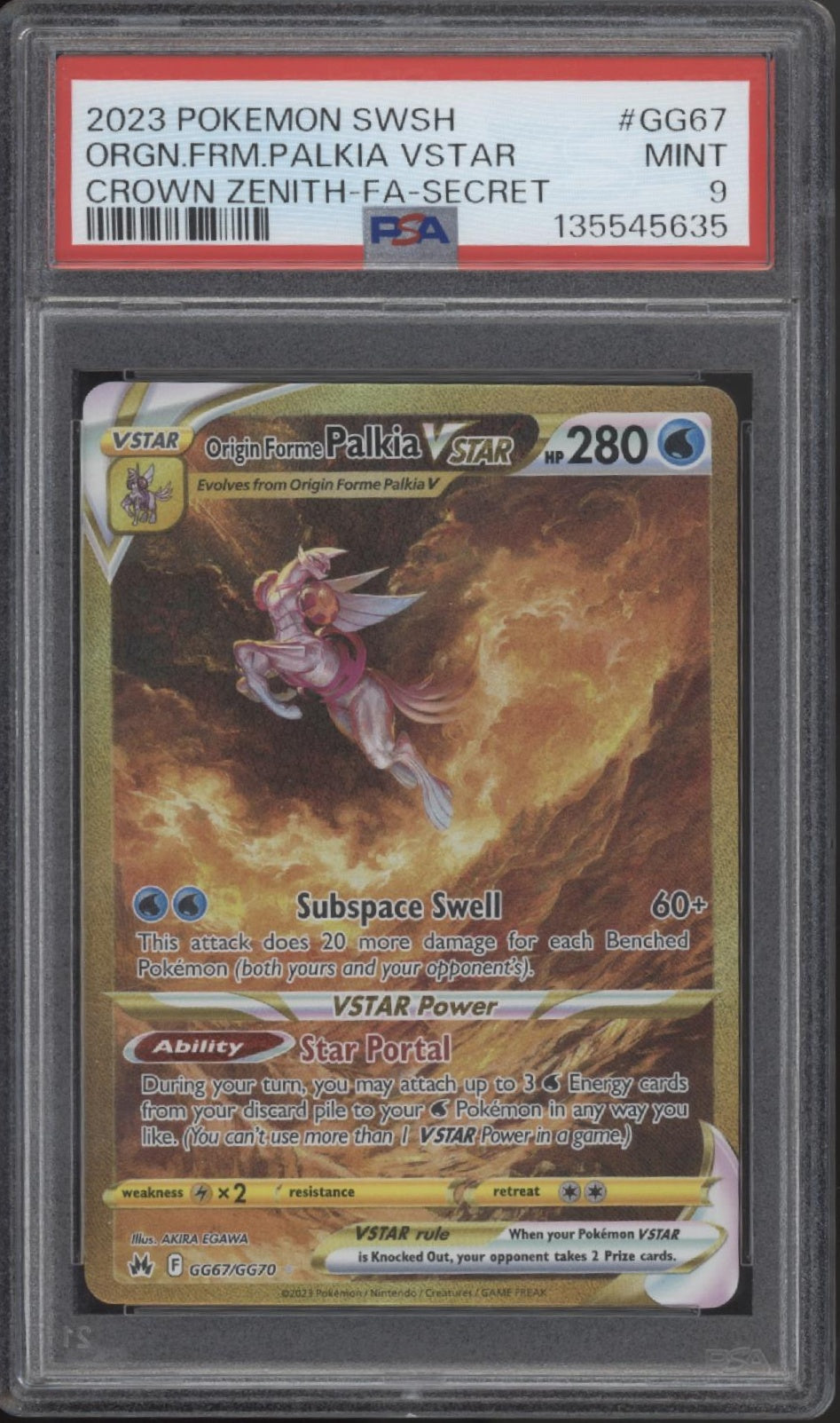 Origin Forme Palkia VSTAR Pokemon Crown Zenith Secret Full Art #GG67 PSA 9、Collector Store LLC Gaming、kayou