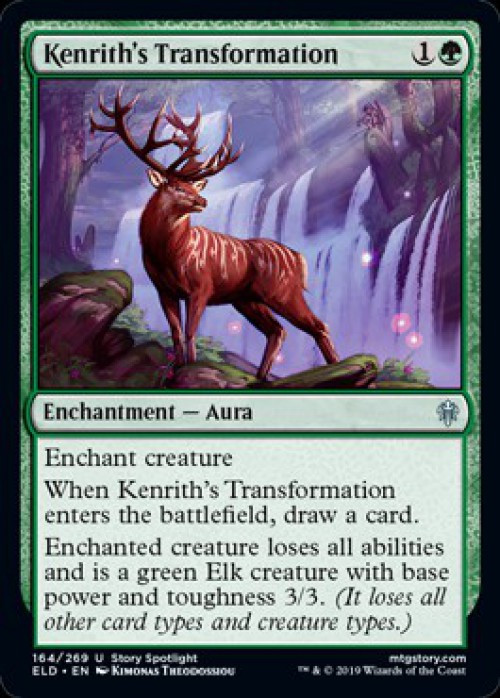 MtG Trading Card Game Throne of Eldraine Uncommon FOIL Kenrith's Transformation #164、ToyWiz、kayou