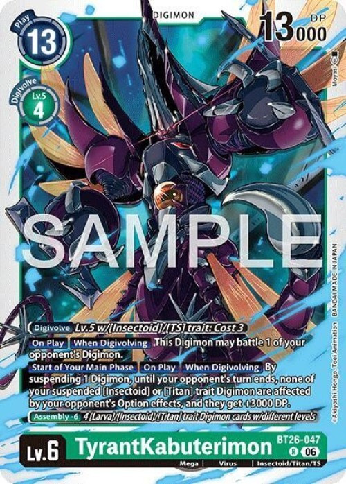 Digimon Trading Card Game Timeless Bonds Rare TyrantKabuterimon BT26-047、ToyWiz、kayou