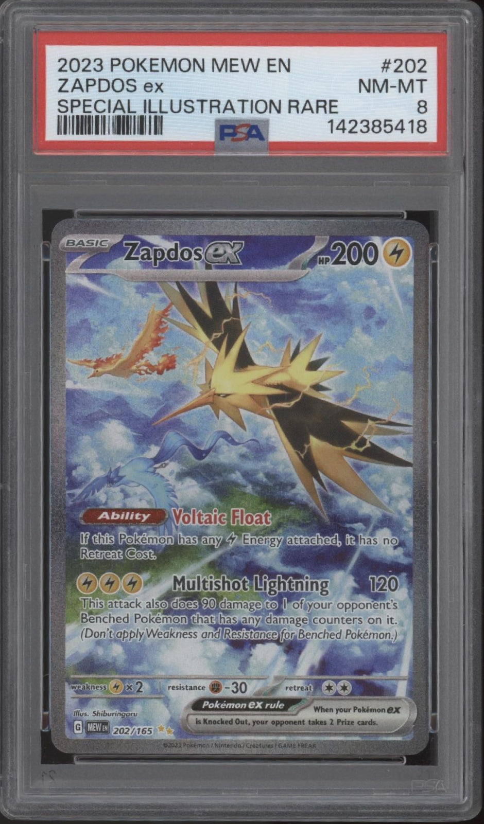 Zapdos ex Pokemon 151 Special Illustration Rare #202 PSA 8、Collector Store LLC Gaming、kayou