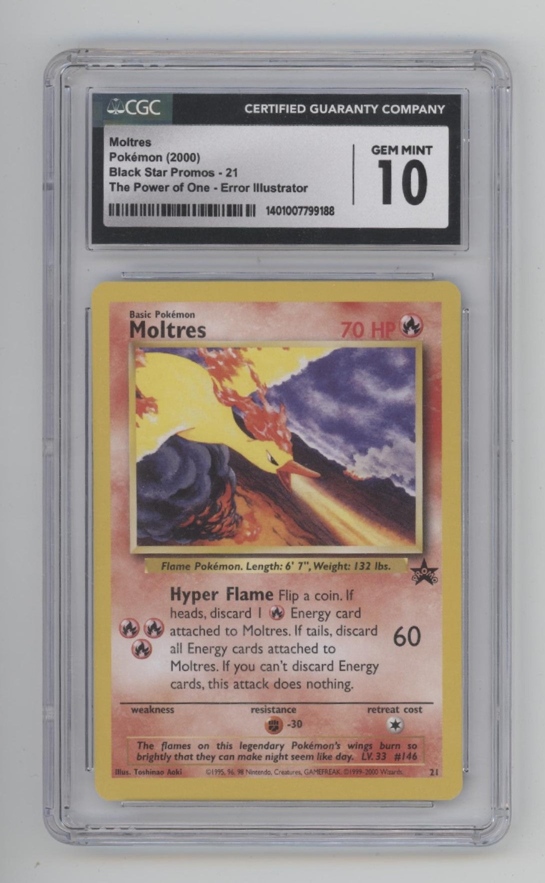 Moltres Pokemon The Power of One Black Star Promo Error Illustrator #21 CGC 10、Collector Store LLC Gaming、kayou