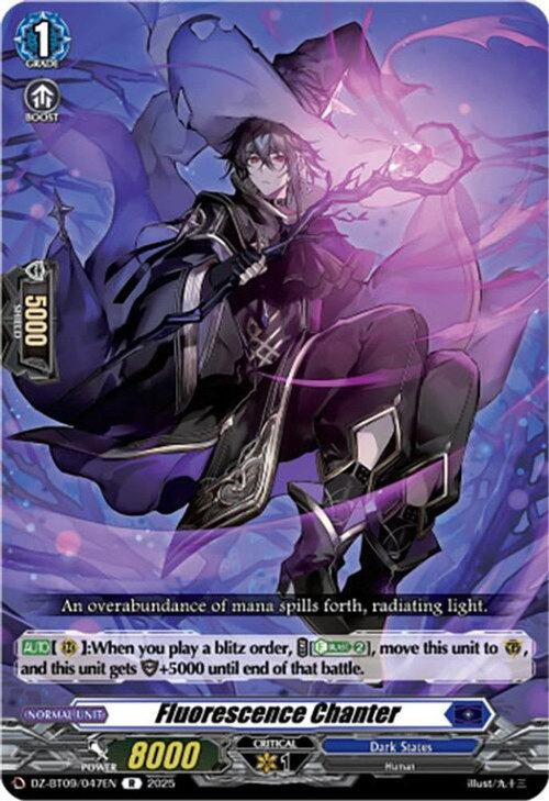 Cardfight Vanguard Trading Card Game Super Brave Detonation Rare Fluorescence Chanter DZ-BT09/047EN、ToyWiz、kayou
