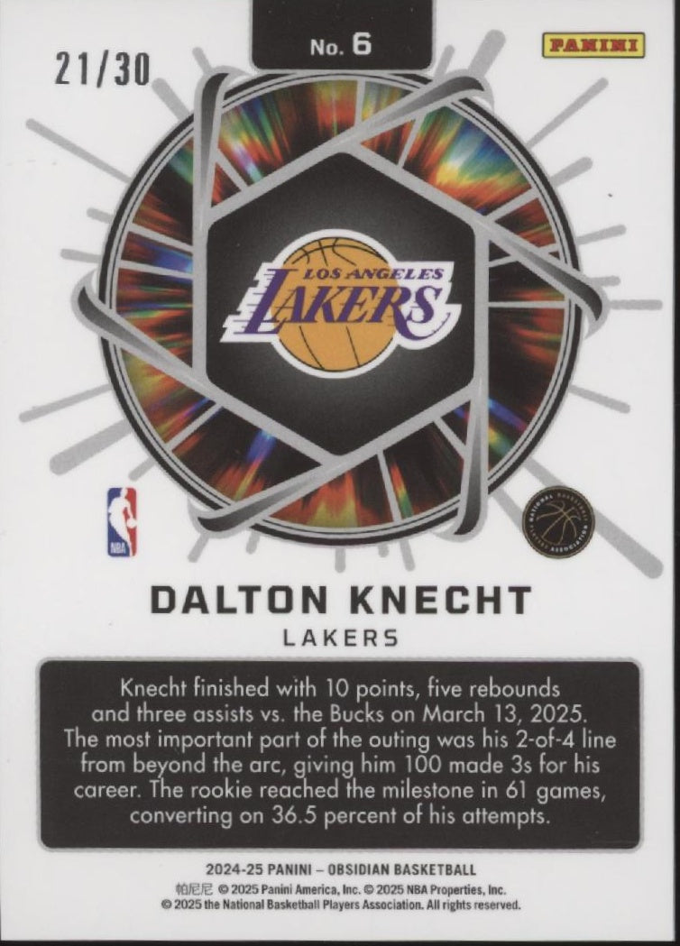 Dalton Knecht 2024-25 Obsidian Supernova Electric Etch Blue Flood Prizm RC 21/30、Collector Store LLC、kayou