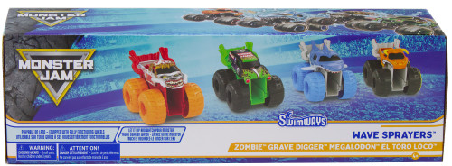 Monster Jam Swimways Wave Sprayers Zombie, Grave Digger, Megalodon & El Toro Loto Pool Toy 4-Pack、ToyWiz、kayou