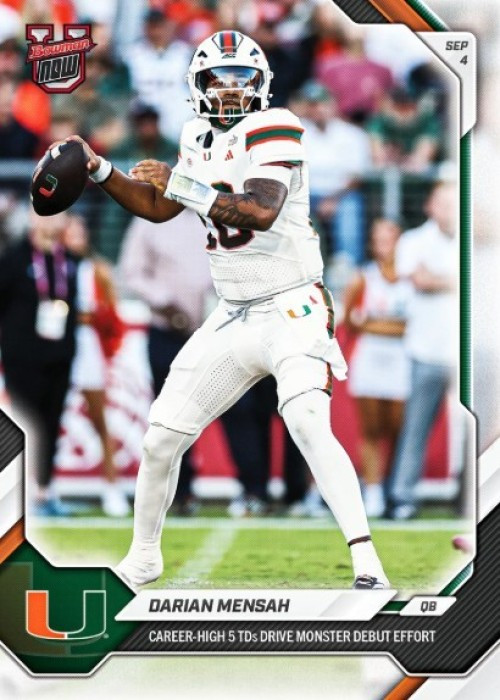 NCAA Miami Hurricanes 2026-27 Bowman U NOW Football Darian Mensah #1 (Pre-Order ships November)、ToyWiz、kayou