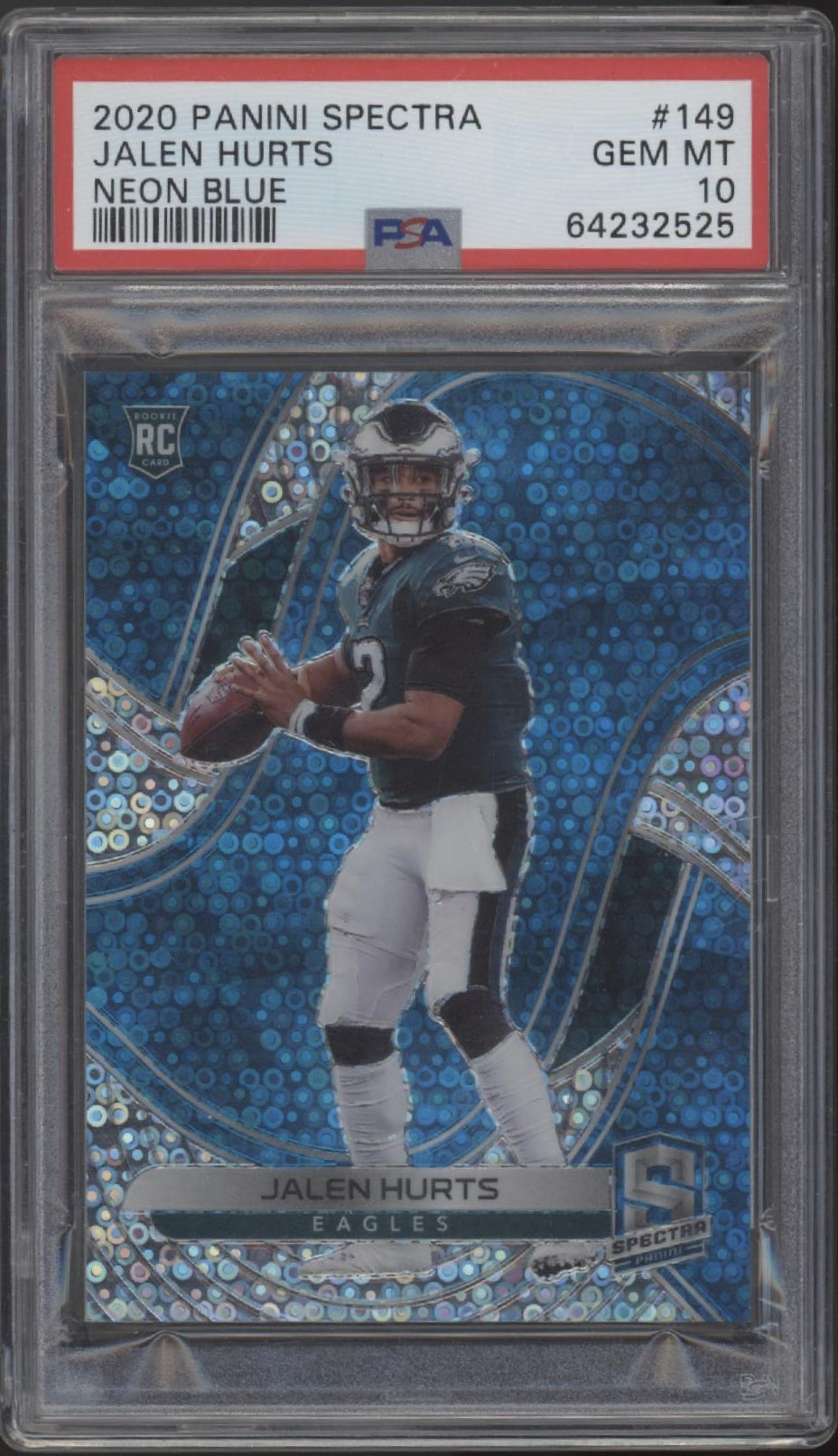 Jalen Hurts 2020 Panini Spectra Neon Blue No Hubble Prizm RC 57/60 #149 PSA 10、Collector Store LLC、kayou