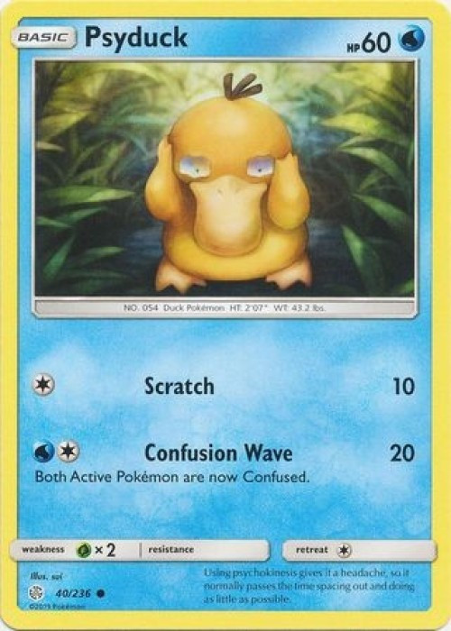 Pokemon Trading Card Game Sun & Moon Cosmic Eclipse Common Psyduck #40 Reverse Holo Lightly Played、ToyWiz、kayou