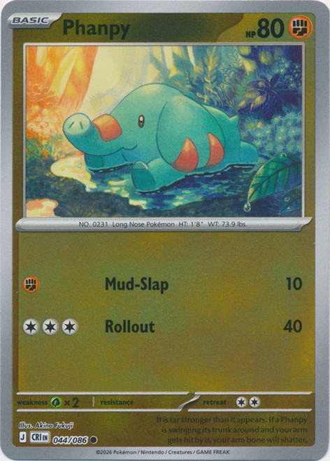 ME Chaos Rising 044/086 Phanpy (Reverse Holo)、Pokemon、kayou