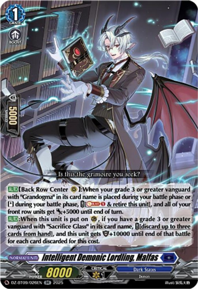 Cardfight Vanguard Trading Card Game Super Brave Detonation Double Rare Intelligent Demonic Lordling, Malfas DZ-BT09/026EN、ToyWiz、kayou