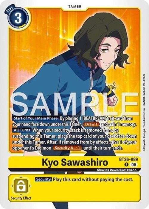 Digimon Trading Card Game Timeless Bonds Rare Kyo Sawashiro BT26-089、ToyWiz、kayou