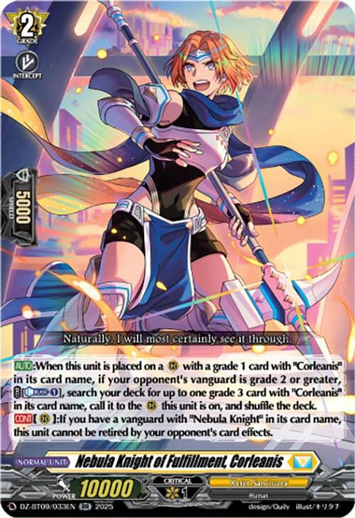 Cardfight Vanguard Trading Card Game Super Brave Detonation Double Rare Nebula Knight of Fulfillment, Corleanis DZ-BT09/033EN、ToyWiz、kayou
